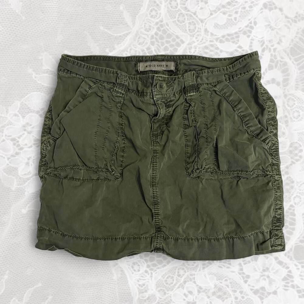 Old Navy Y2K Utility Cargo Mini Skirt Olive Green Size 2
